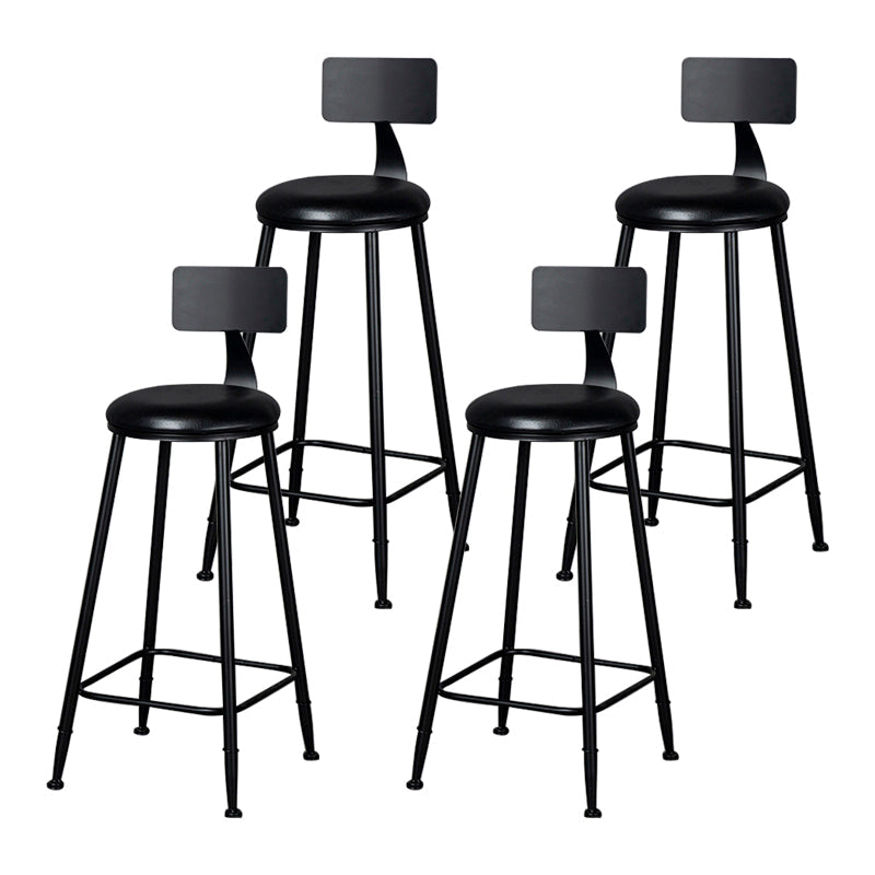 Industrial Armless Backrest Counter Stool Iron Milk Tea Shop Bar Stool with Cushion Black 4 Piece Set Clearhalo 'Bar Furniture' 'Bar Stools' 'bar_stools' 'furn' 'furn_bar_stools' 'Furniture' 'furniture_bar_stools' 'Kitchen & Dining Furniture' 4927178