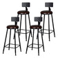 Industrial Armless Backrest Counter Stool Iron Milk Tea Shop Bar Stool with Cushion Brown 4 Piece Set Clearhalo 'Bar Furniture' 'Bar Stools' 'bar_stools' 'furn' 'furn_bar_stools' 'Furniture' 'furniture_bar_stools' 'Kitchen & Dining Furniture' 4927181