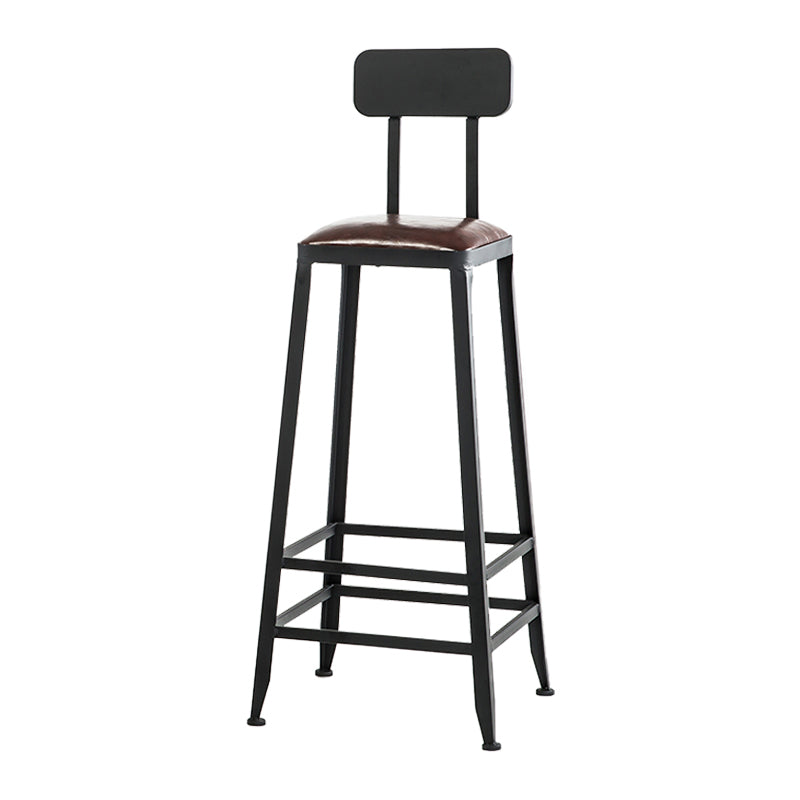 Industrial Armless Backrest Counter Stool Iron Cafe Bar Stool with Leather Cushion With Back 1 Piece Bar Stool(31"H) Clearhalo 'Bar Furniture' 'Bar Stools' 'bar_stools' 'furn' 'furn_bar_stools' 'Furniture' 'furniture_bar_stools' 'Kitchen & Dining Furniture' 4927202