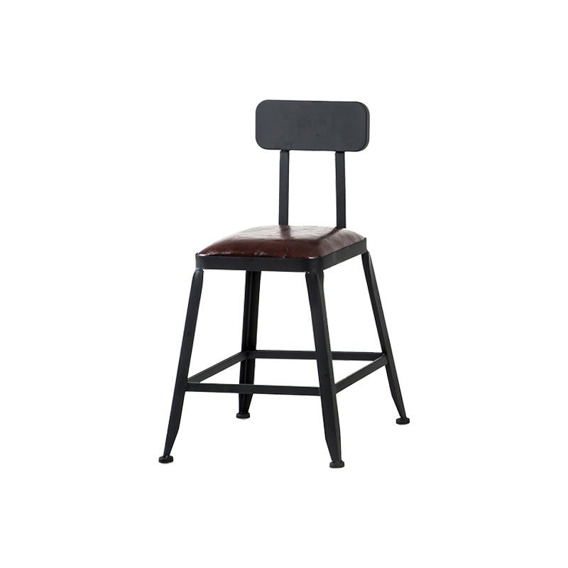 Industrial Armless Backrest Counter Stool Iron Cafe Bar Stool with Leather Cushion With Back 1 Piece Short Stool(18"H) Clearhalo 'Bar Furniture' 'Bar Stools' 'bar_stools' 'furn' 'furn_bar_stools' 'Furniture' 'furniture_bar_stools' 'Kitchen & Dining Furniture' 4927205