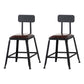 Industrial Armless Backrest Counter Stool Iron Cafe Bar Stool with Leather Cushion With Back 2 Piece Set Short Stool(18"H) Clearhalo 'Bar Furniture' 'Bar Stools' 'bar_stools' 'furn' 'furn_bar_stools' 'Furniture' 'furniture_bar_stools' 'Kitchen & Dining Furniture' 4927206