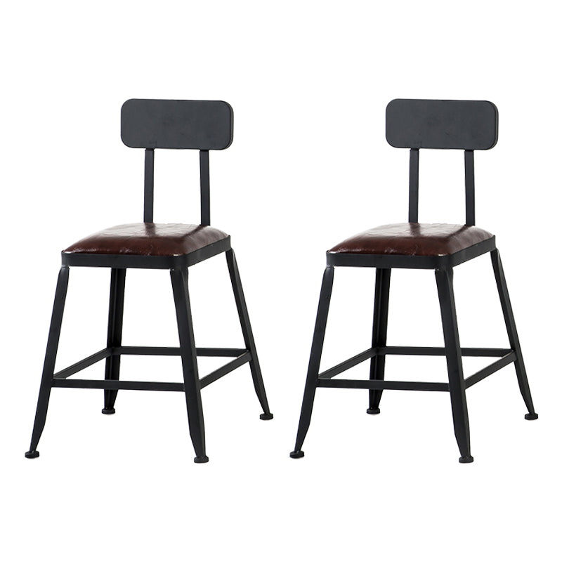 Industrial Armless Backrest Counter Stool Iron Cafe Bar Stool with Leather Cushion With Back 2 Piece Set Short Stool(18"H) Clearhalo 'Bar Furniture' 'Bar Stools' 'bar_stools' 'furn' 'furn_bar_stools' 'Furniture' 'furniture_bar_stools' 'Kitchen & Dining Furniture' 4927206