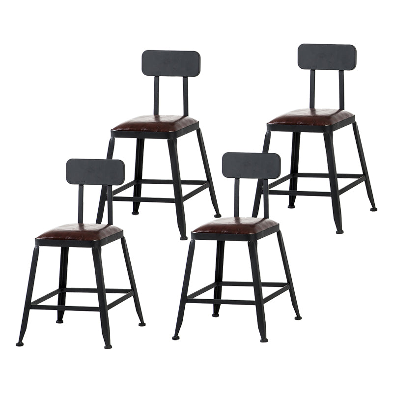 Industrial Armless Backrest Counter Stool Iron Cafe Bar Stool with Leather Cushion With Back 4 Piece Set Short Stool(18"H) Clearhalo 'Bar Furniture' 'Bar Stools' 'bar_stools' 'furn' 'furn_bar_stools' 'Furniture' 'furniture_bar_stools' 'Kitchen & Dining Furniture' 4927207