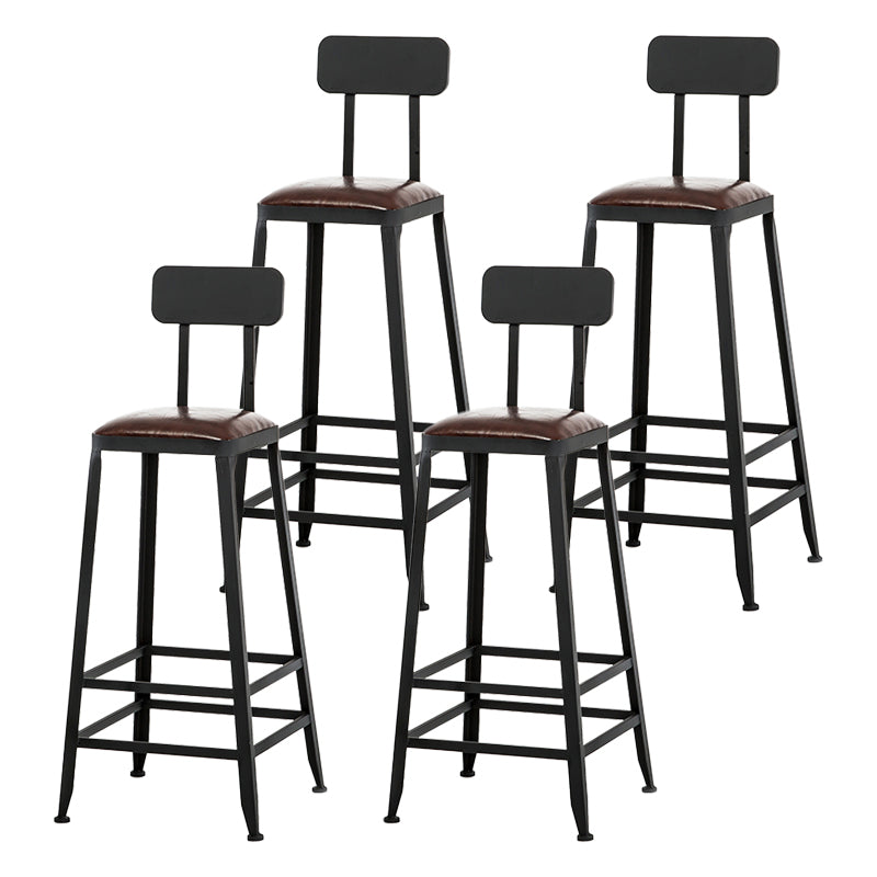 Industrial Armless Backrest Counter Stool Iron Cafe Bar Stool with Leather Cushion With Back 4 Piece Set Bar Stool(30"H) Clearhalo 'Bar Furniture' 'Bar Stools' 'bar_stools' 'furn' 'furn_bar_stools' 'Furniture' 'furniture_bar_stools' 'Kitchen & Dining Furniture' 4927210
