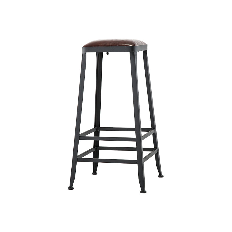 Industrial Armless Backrest Counter Stool Iron Cafe Bar Stool with Leather Cushion Backless 1 Piece Bar Stool(30"H) Clearhalo 'Bar Furniture' 'Bar Stools' 'bar_stools' 'furn' 'furn_bar_stools' 'Furniture' 'furniture_bar_stools' 'Kitchen & Dining Furniture' 4927211