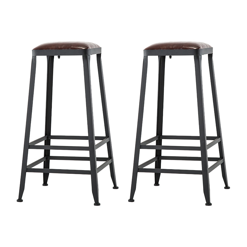 Industrial Armless Backrest Counter Stool Iron Cafe Bar Stool with Leather Cushion Backless 2 Piece Set Bar Stool(30"H) Clearhalo 'Bar Furniture' 'Bar Stools' 'bar_stools' 'furn' 'furn_bar_stools' 'Furniture' 'furniture_bar_stools' 'Kitchen & Dining Furniture' 4927212