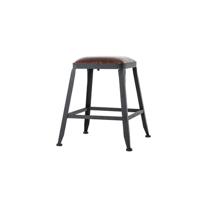 Industrial Armless Backrest Counter Stool Iron Cafe Bar Stool with Leather Cushion Backless 1 Piece Short Stool(18"H) Clearhalo 'Bar Furniture' 'Bar Stools' 'bar_stools' 'furn' 'furn_bar_stools' 'Furniture' 'furniture_bar_stools' 'Kitchen & Dining Furniture' 4927214