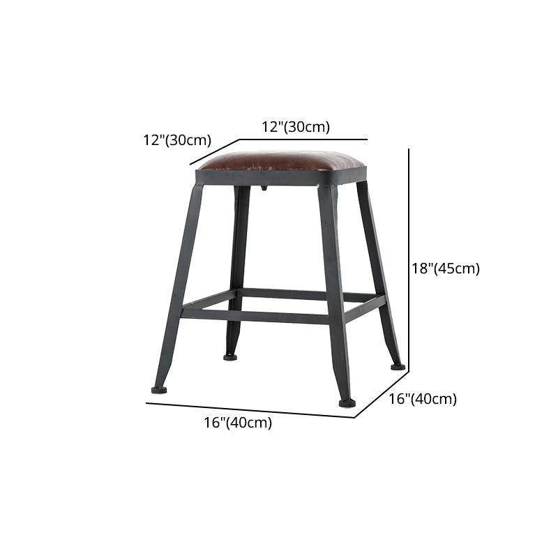 Industrial Armless Backrest Counter Stool Iron Cafe Bar Stool with Leather Cushion Clearhalo 'Bar Furniture' 'Bar Stools' 'bar_stools' 'furn' 'furn_bar_stools' 'Furniture' 'furniture_bar_stools' 'Kitchen & Dining Furniture' 4927218