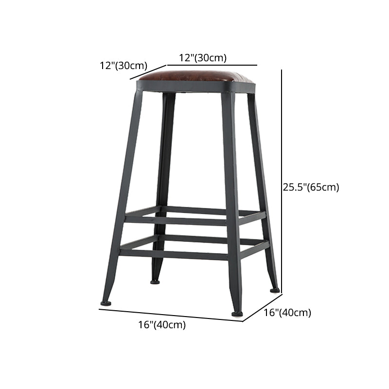Industrial Armless Backrest Counter Stool Iron Cafe Bar Stool with Leather Cushion Clearhalo 'Bar Furniture' 'Bar Stools' 'bar_stools' 'furn' 'furn_bar_stools' 'Furniture' 'furniture_bar_stools' 'Kitchen & Dining Furniture' 4927220