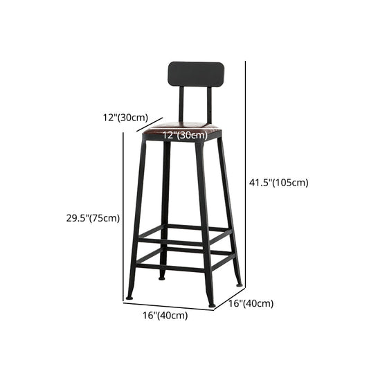Industrial Armless Backrest Counter Stool Iron Cafe Bar Stool with Leather Cushion Clearhalo 'Bar Furniture' 'Bar Stools' 'bar_stools' 'furn' 'furn_bar_stools' 'Furniture' 'furniture_bar_stools' 'Kitchen & Dining Furniture' 4927221