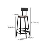 Industrial Armless Backrest Counter Stool Iron Cafe Bar Stool with Leather Cushion Clearhalo 'Bar Furniture' 'Bar Stools' 'bar_stools' 'furn' 'furn_bar_stools' 'Furniture' 'furniture_bar_stools' 'Kitchen & Dining Furniture' 4927221