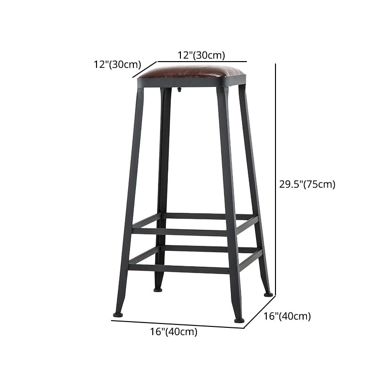 Industrial Armless Backrest Counter Stool Iron Cafe Bar Stool with Leather Cushion Clearhalo 'Bar Furniture' 'Bar Stools' 'bar_stools' 'furn' 'furn_bar_stools' 'Furniture' 'furniture_bar_stools' 'Kitchen & Dining Furniture' 4927222