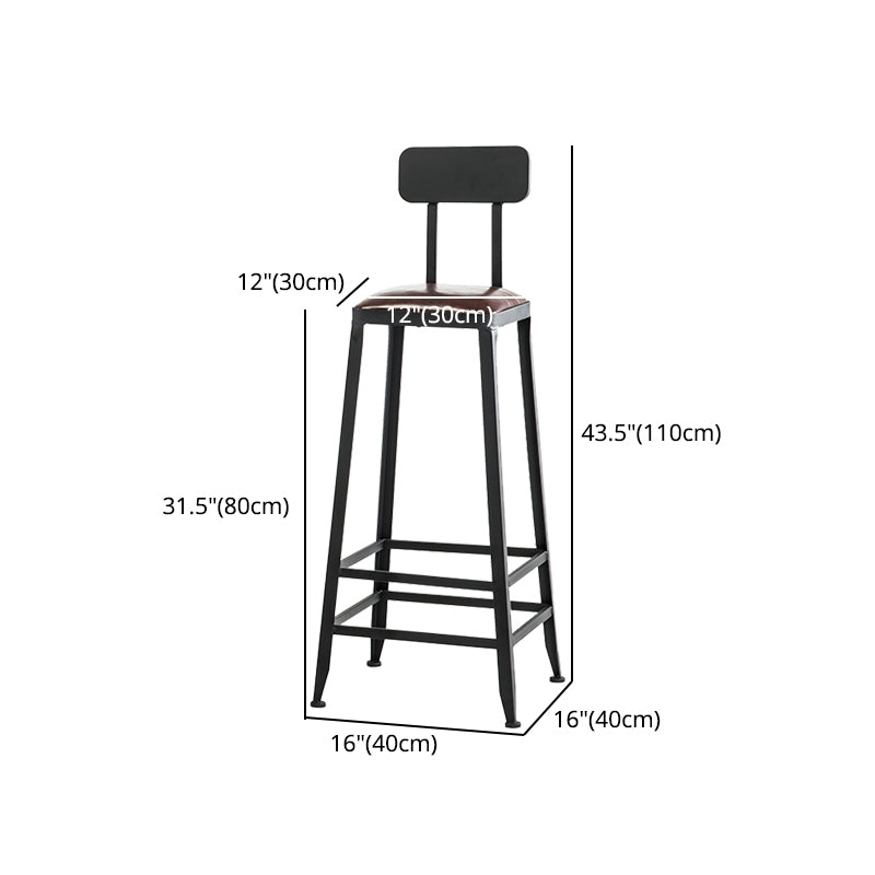 Industrial Armless Backrest Counter Stool Iron Cafe Bar Stool with Leather Cushion Clearhalo 'Bar Furniture' 'Bar Stools' 'bar_stools' 'furn' 'furn_bar_stools' 'Furniture' 'furniture_bar_stools' 'Kitchen & Dining Furniture' 4927223
