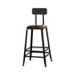 Industrial Armless Counter Stool Iron Cafe Bar Stool with Leather Cushion and Pedal With Back 1 Piece Counter Stool(26"H) Clearhalo 'Bar Furniture' 'Bar Stools' 'bar_stools' 'furn' 'furn_bar_stools' 'Furniture' 'furniture_bar_stools' 'Kitchen & Dining Furniture' 4927226