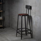 Industrial Armless Counter Stool Iron Cafe Bar Stool with Leather Cushion and Pedal Clearhalo 'Bar Furniture' 'Bar Stools' 'bar_stools' 'furn' 'furn_bar_stools' 'Furniture' 'furniture_bar_stools' 'Kitchen & Dining Furniture' 4927228
