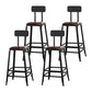 Industrial Armless Counter Stool Iron Cafe Bar Stool with Leather Cushion and Pedal With Back 4 Piece Set Counter Stool(26"H) Clearhalo 'Bar Furniture' 'Bar Stools' 'bar_stools' 'furn' 'furn_bar_stools' 'Furniture' 'furniture_bar_stools' 'Kitchen & Dining Furniture' 4927229