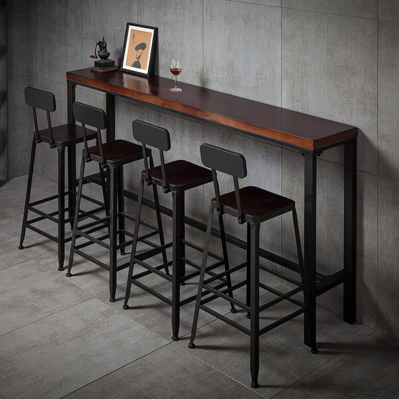Industrial Armless Counter Stool Iron Cafe Bar Stool with Leather Cushion and Pedal Clearhalo 'Bar Furniture' 'Bar Stools' 'bar_stools' 'furn' 'furn_bar_stools' 'Furniture' 'furniture_bar_stools' 'Kitchen & Dining Furniture' 4927232