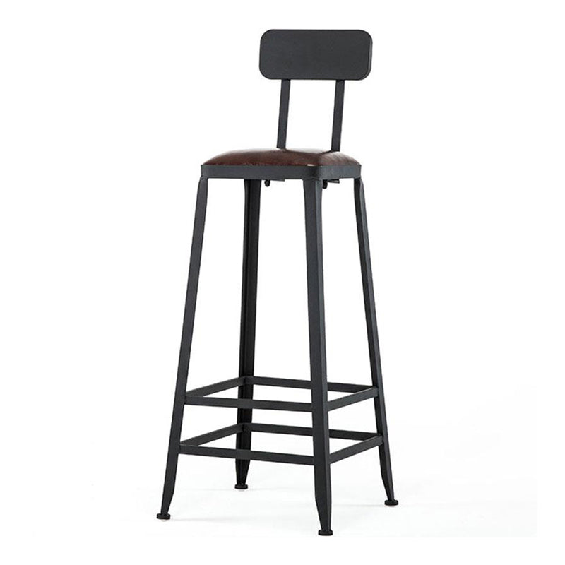 Industrial Armless Counter Stool Iron Cafe Bar Stool with Leather Cushion and Pedal Clearhalo 'Bar Furniture' 'Bar Stools' 'bar_stools' 'furn' 'furn_bar_stools' 'Furniture' 'furniture_bar_stools' 'Kitchen & Dining Furniture' 4927233