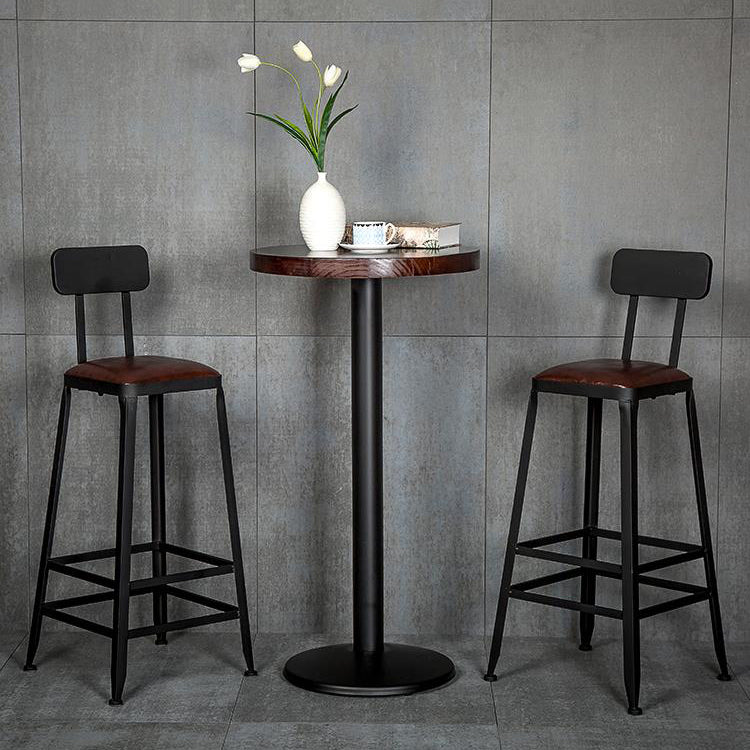 Industrial Armless Counter Stool Iron Cafe Bar Stool with Leather Cushion and Pedal Clearhalo 'Bar Furniture' 'Bar Stools' 'bar_stools' 'furn' 'furn_bar_stools' 'Furniture' 'furniture_bar_stools' 'Kitchen & Dining Furniture' 4927237