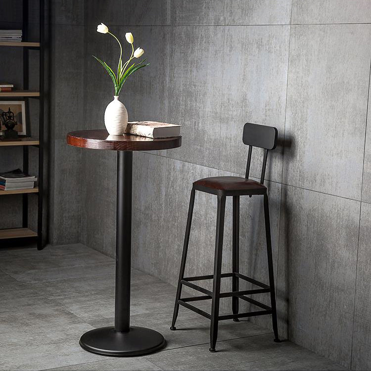 Industrial Armless Counter Stool Iron Cafe Bar Stool with Leather Cushion and Pedal Clearhalo 'Bar Furniture' 'Bar Stools' 'bar_stools' 'furn' 'furn_bar_stools' 'Furniture' 'furniture_bar_stools' 'Kitchen & Dining Furniture' 4927239