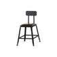 Industrial Armless Counter Stool Iron Cafe Bar Stool with Leather Cushion and Pedal With Back 1 Piece Short Stool(18"H) Clearhalo 'Bar Furniture' 'Bar Stools' 'bar_stools' 'furn' 'furn_bar_stools' 'Furniture' 'furniture_bar_stools' 'Kitchen & Dining Furniture' 4927246