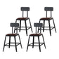 Industrial Armless Counter Stool Iron Cafe Bar Stool with Leather Cushion and Pedal With Back 4 Piece Set Short Stool(18"H) Clearhalo 'Bar Furniture' 'Bar Stools' 'bar_stools' 'furn' 'furn_bar_stools' 'Furniture' 'furniture_bar_stools' 'Kitchen & Dining Furniture' 4927248