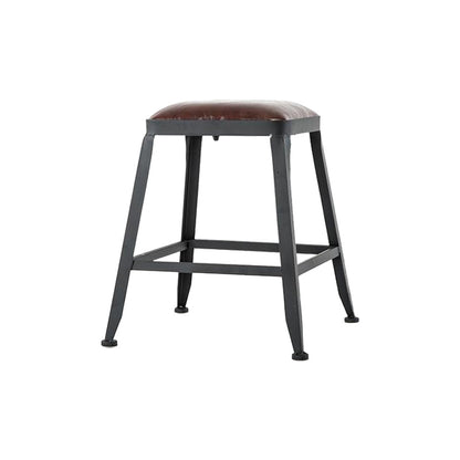 Industrial Armless Counter Stool Iron Cafe Bar Stool with Leather Cushion and Pedal Backless 1 Piece Short Stool(18"H) Clearhalo 'Bar Furniture' 'Bar Stools' 'bar_stools' 'furn' 'furn_bar_stools' 'Furniture' 'furniture_bar_stools' 'Kitchen & Dining Furniture' 4927255