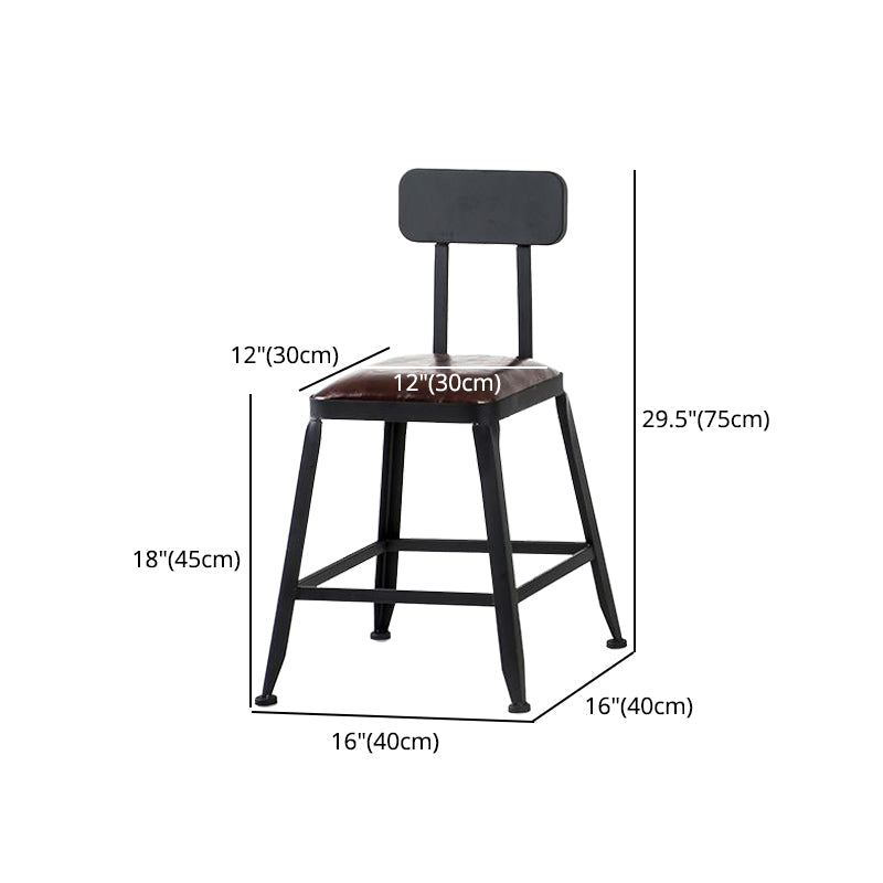Industrial Armless Counter Stool Iron Cafe Bar Stool with Leather Cushion and Pedal Clearhalo 'Bar Furniture' 'Bar Stools' 'bar_stools' 'furn' 'furn_bar_stools' 'Furniture' 'furniture_bar_stools' 'Kitchen & Dining Furniture' 4927258