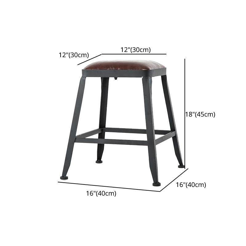 Industrial Armless Counter Stool Iron Cafe Bar Stool with Leather Cushion and Pedal Clearhalo 'Bar Furniture' 'Bar Stools' 'bar_stools' 'furn' 'furn_bar_stools' 'Furniture' 'furniture_bar_stools' 'Kitchen & Dining Furniture' 4927259