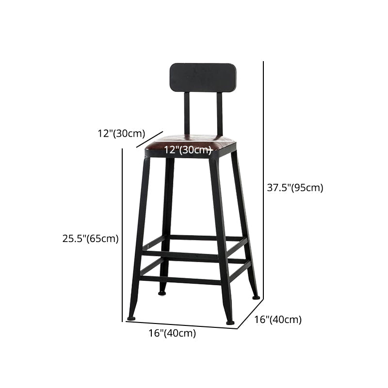 Industrial Armless Counter Stool Iron Cafe Bar Stool with Leather Cushion and Pedal Clearhalo 'Bar Furniture' 'Bar Stools' 'bar_stools' 'furn' 'furn_bar_stools' 'Furniture' 'furniture_bar_stools' 'Kitchen & Dining Furniture' 4927260
