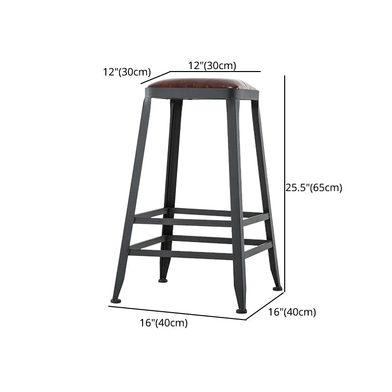 Industrial Armless Counter Stool Iron Cafe Bar Stool with Leather Cushion and Pedal Clearhalo 'Bar Furniture' 'Bar Stools' 'bar_stools' 'furn' 'furn_bar_stools' 'Furniture' 'furniture_bar_stools' 'Kitchen & Dining Furniture' 4927261