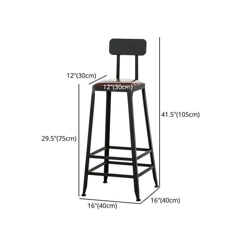 Industrial Armless Counter Stool Iron Cafe Bar Stool with Leather Cushion and Pedal Clearhalo 'Bar Furniture' 'Bar Stools' 'bar_stools' 'furn' 'furn_bar_stools' 'Furniture' 'furniture_bar_stools' 'Kitchen & Dining Furniture' 4927262