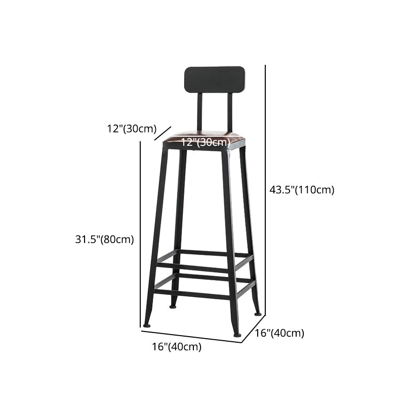 Industrial Armless Counter Stool Iron Cafe Bar Stool with Leather Cushion and Pedal Clearhalo 'Bar Furniture' 'Bar Stools' 'bar_stools' 'furn' 'furn_bar_stools' 'Furniture' 'furniture_bar_stools' 'Kitchen & Dining Furniture' 4927264