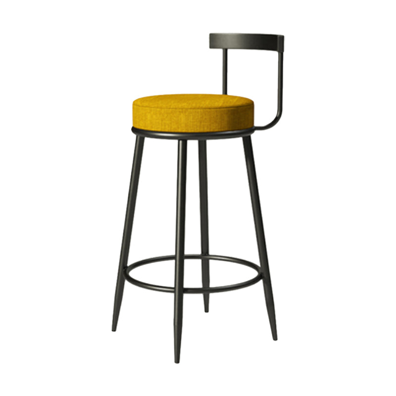 Industrial Armless Backrest Counter Stool Iron Cafe Bar Stool with Cushion and Pedal Yellow 1 Piece Clearhalo 'Bar Furniture' 'Bar Stools' 'bar_stools' 'furn' 'furn_bar_stools' 'Furniture' 'furniture_bar_stools' 'Kitchen & Dining Furniture' 4927267