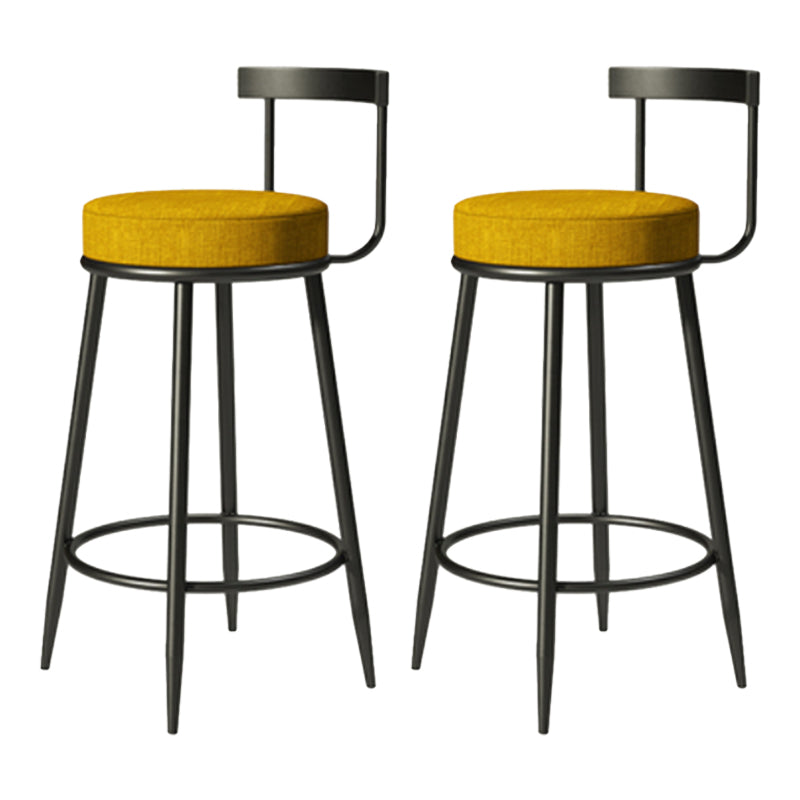 Industrial Armless Backrest Counter Stool Iron Cafe Bar Stool with Cushion and Pedal Yellow 2 Piece Set Clearhalo 'Bar Furniture' 'Bar Stools' 'bar_stools' 'furn' 'furn_bar_stools' 'Furniture' 'furniture_bar_stools' 'Kitchen & Dining Furniture' 4927268