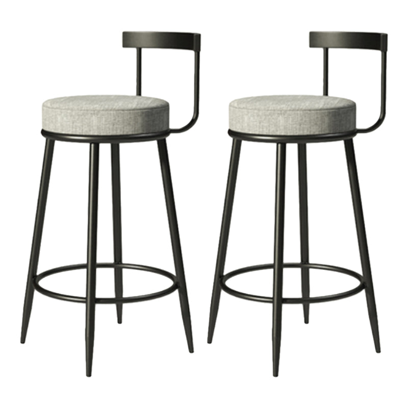 Industrial Armless Backrest Counter Stool Iron Cafe Bar Stool with Cushion and Pedal Grey 2 Piece Set Clearhalo 'Bar Furniture' 'Bar Stools' 'bar_stools' 'furn' 'furn_bar_stools' 'Furniture' 'furniture_bar_stools' 'Kitchen & Dining Furniture' 4927272