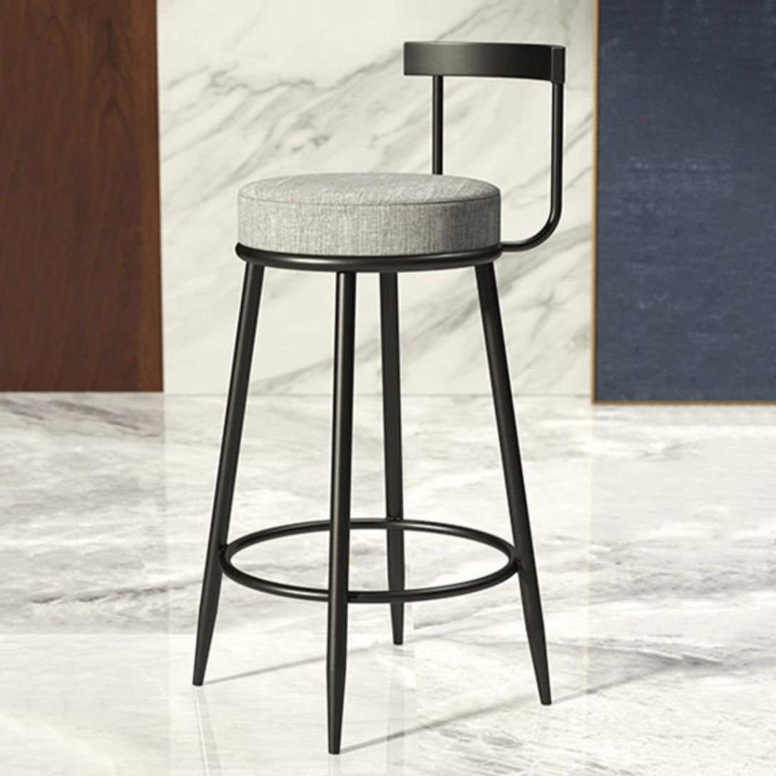 Industrial Armless Backrest Counter Stool Iron Cafe Bar Stool with Cushion and Pedal Grey 1 Piece Clearhalo 'Bar Furniture' 'Bar Stools' 'bar_stools' 'furn' 'furn_bar_stools' 'Furniture' 'furniture_bar_stools' 'Kitchen & Dining Furniture' 4927273