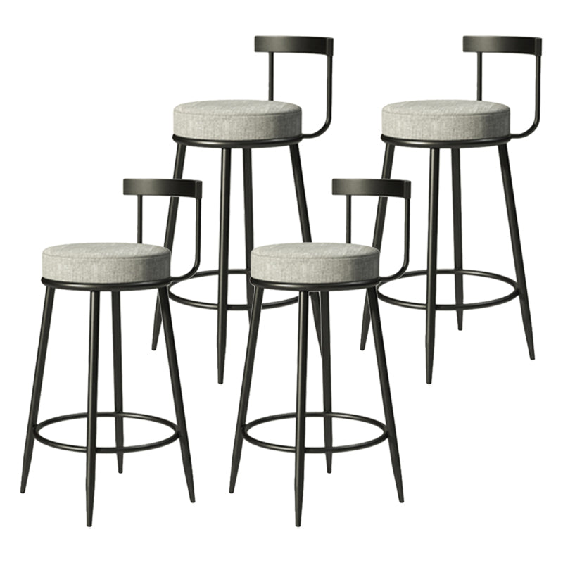 Industrial Armless Backrest Counter Stool Iron Cafe Bar Stool with Cushion and Pedal Grey 4 Piece Set Clearhalo 'Bar Furniture' 'Bar Stools' 'bar_stools' 'furn' 'furn_bar_stools' 'Furniture' 'furniture_bar_stools' 'Kitchen & Dining Furniture' 4927274