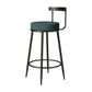 Industrial Armless Backrest Counter Stool Iron Cafe Bar Stool with Cushion and Pedal Dark Green 1 Piece Clearhalo 'Bar Furniture' 'Bar Stools' 'bar_stools' 'furn' 'furn_bar_stools' 'Furniture' 'furniture_bar_stools' 'Kitchen & Dining Furniture' 4927276