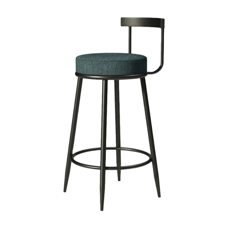 Industrial Armless Backrest Counter Stool Iron Cafe Bar Stool with Cushion and Pedal Dark Green 1 Piece Clearhalo 'Bar Furniture' 'Bar Stools' 'bar_stools' 'furn' 'furn_bar_stools' 'Furniture' 'furniture_bar_stools' 'Kitchen & Dining Furniture' 4927276