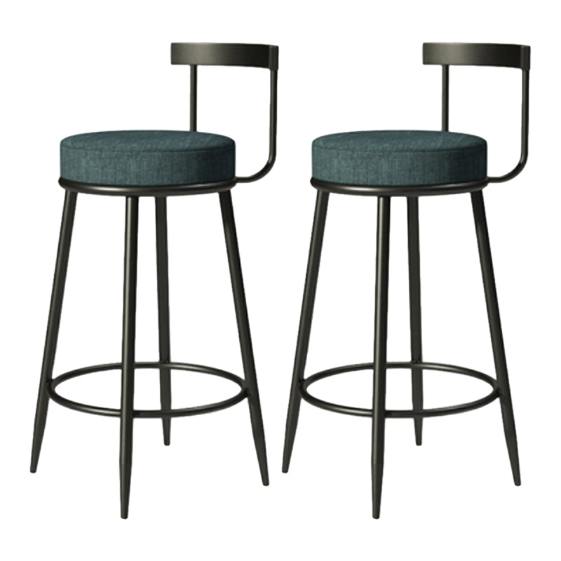 Industrial Armless Backrest Counter Stool Iron Cafe Bar Stool with Cushion and Pedal Dark Green 2 Piece Set Clearhalo 'Bar Furniture' 'Bar Stools' 'bar_stools' 'furn' 'furn_bar_stools' 'Furniture' 'furniture_bar_stools' 'Kitchen & Dining Furniture' 4927279