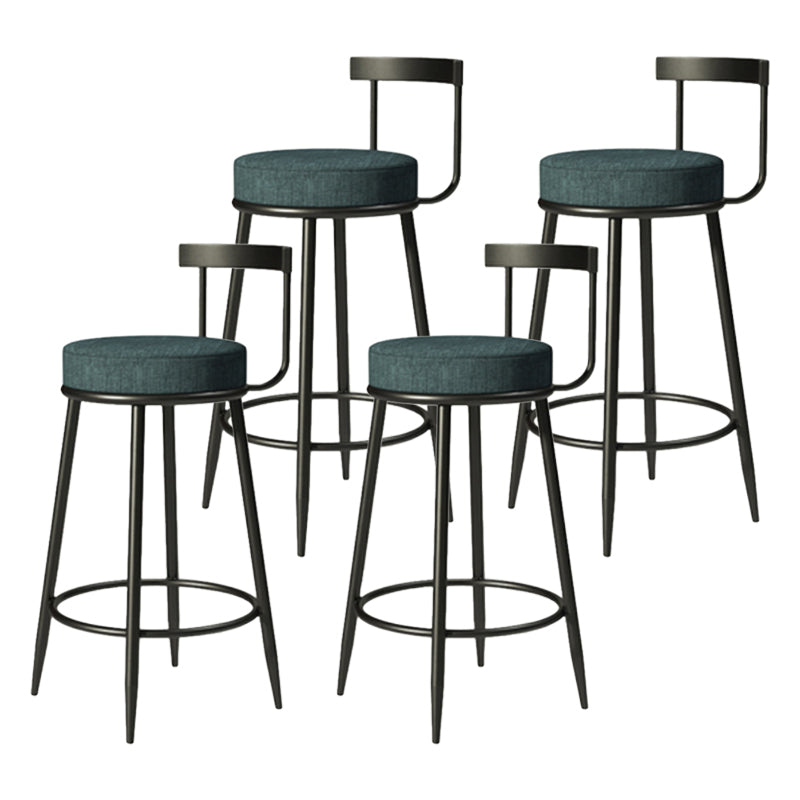 Industrial Armless Backrest Counter Stool Iron Cafe Bar Stool with Cushion and Pedal Dark Green 4 Piece Set Clearhalo 'Bar Furniture' 'Bar Stools' 'bar_stools' 'furn' 'furn_bar_stools' 'Furniture' 'furniture_bar_stools' 'Kitchen & Dining Furniture' 4927281