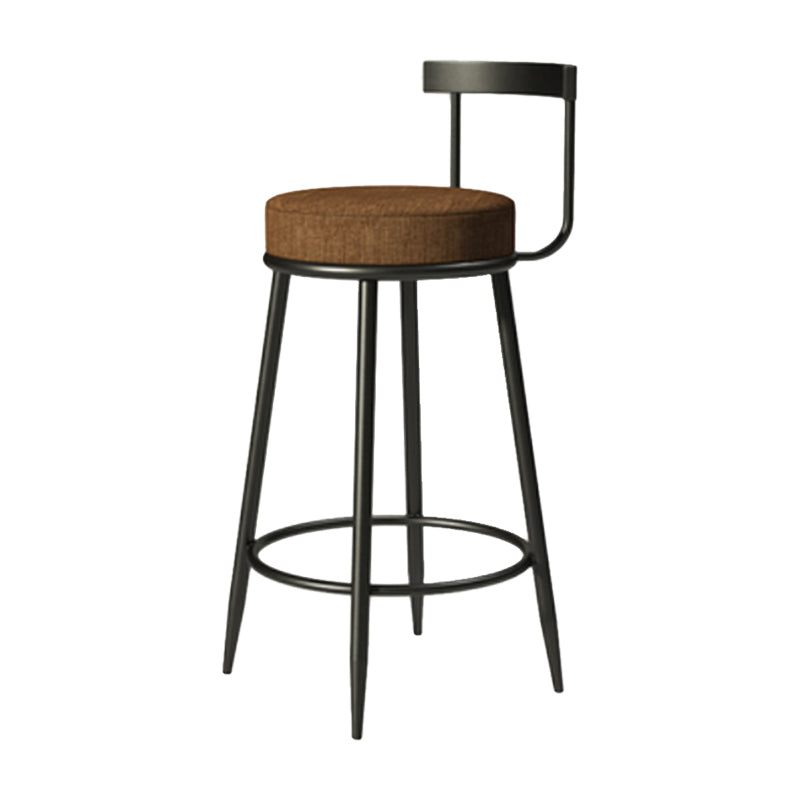 Industrial Armless Backrest Counter Stool Iron Cafe Bar Stool with Cushion and Pedal Brown 1 Piece Clearhalo 'Bar Furniture' 'Bar Stools' 'bar_stools' 'furn' 'furn_bar_stools' 'Furniture' 'furniture_bar_stools' 'Kitchen & Dining Furniture' 4927283