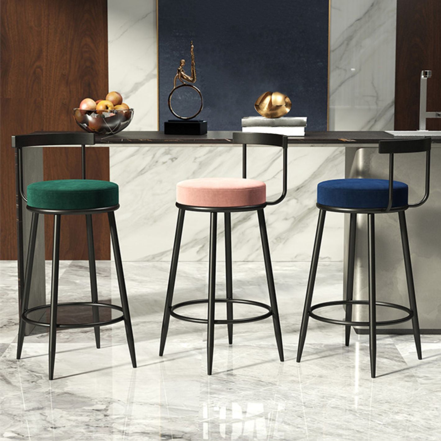 Industrial Armless Backrest Counter Stool Iron Cafe Bar Stool with Cushion and Pedal Clearhalo 'Bar Furniture' 'Bar Stools' 'bar_stools' 'furn' 'furn_bar_stools' 'Furniture' 'furniture_bar_stools' 'Kitchen & Dining Furniture' 4927284