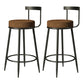 Industrial Armless Backrest Counter Stool Iron Cafe Bar Stool with Cushion and Pedal Brown 2 Piece Set Clearhalo 'Bar Furniture' 'Bar Stools' 'bar_stools' 'furn' 'furn_bar_stools' 'Furniture' 'furniture_bar_stools' 'Kitchen & Dining Furniture' 4927285