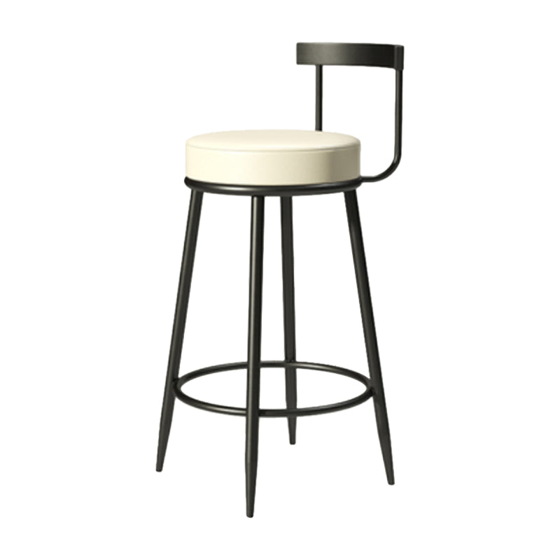 Industrial Armless Backrest Counter Stool Iron Cafe Bar Stool with Cushion and Pedal White 1 Piece Clearhalo 'Bar Furniture' 'Bar Stools' 'bar_stools' 'furn' 'furn_bar_stools' 'Furniture' 'furniture_bar_stools' 'Kitchen & Dining Furniture' 4927287