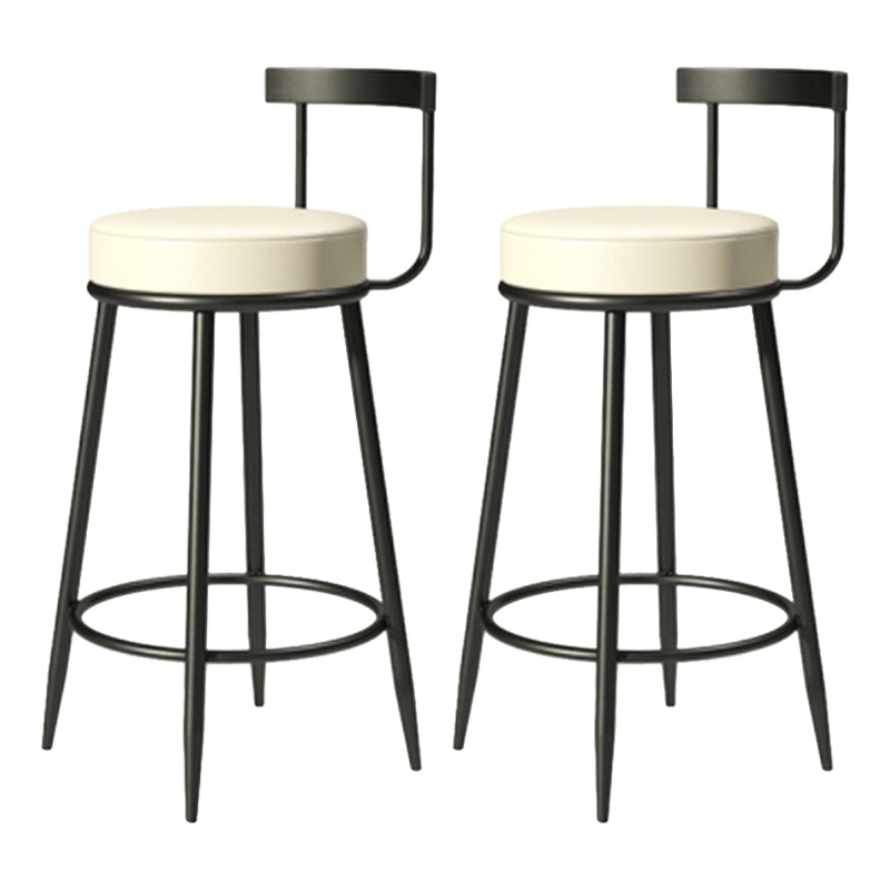 Industrial Armless Backrest Counter Stool Iron Cafe Bar Stool with Cushion and Pedal White 2 Piece Set Clearhalo 'Bar Furniture' 'Bar Stools' 'bar_stools' 'furn' 'furn_bar_stools' 'Furniture' 'furniture_bar_stools' 'Kitchen & Dining Furniture' 4927288