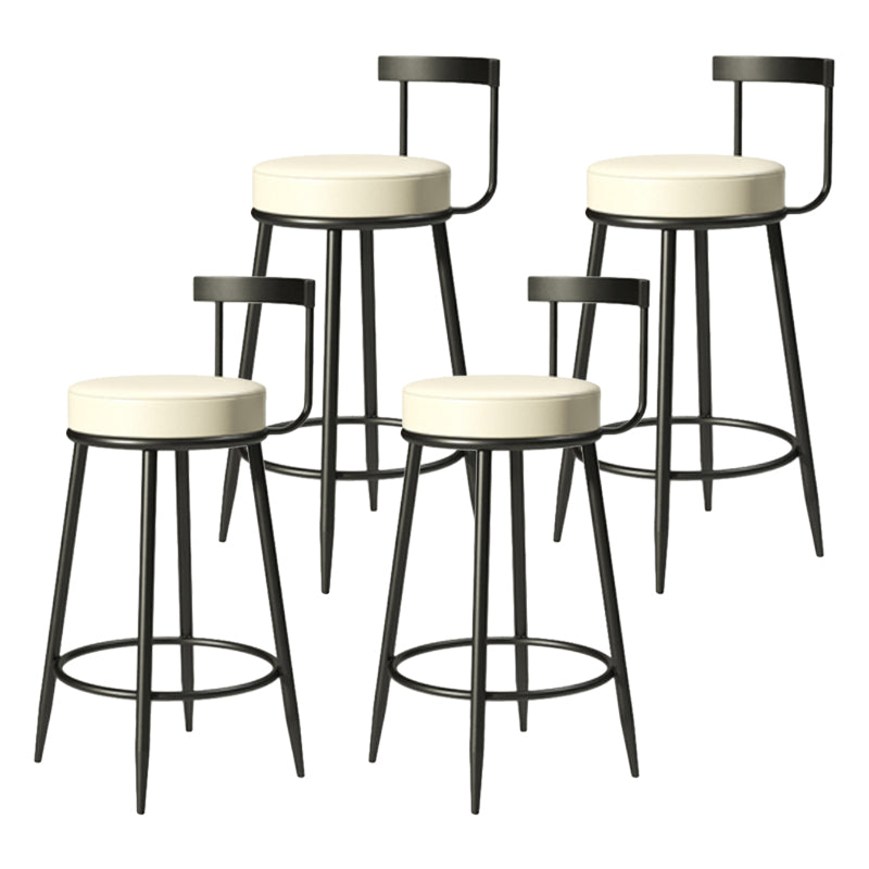 Industrial Armless Backrest Counter Stool Iron Cafe Bar Stool with Cushion and Pedal White 4 Piece Set Clearhalo 'Bar Furniture' 'Bar Stools' 'bar_stools' 'furn' 'furn_bar_stools' 'Furniture' 'furniture_bar_stools' 'Kitchen & Dining Furniture' 4927289