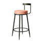 Industrial Armless Backrest Counter Stool Iron Cafe Bar Stool with Cushion and Pedal Pink 1 Piece Clearhalo 'Bar Furniture' 'Bar Stools' 'bar_stools' 'furn' 'furn_bar_stools' 'Furniture' 'furniture_bar_stools' 'Kitchen & Dining Furniture' 4927290