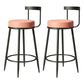Industrial Armless Backrest Counter Stool Iron Cafe Bar Stool with Cushion and Pedal Pink 2 Piece Set Clearhalo 'Bar Furniture' 'Bar Stools' 'bar_stools' 'furn' 'furn_bar_stools' 'Furniture' 'furniture_bar_stools' 'Kitchen & Dining Furniture' 4927291